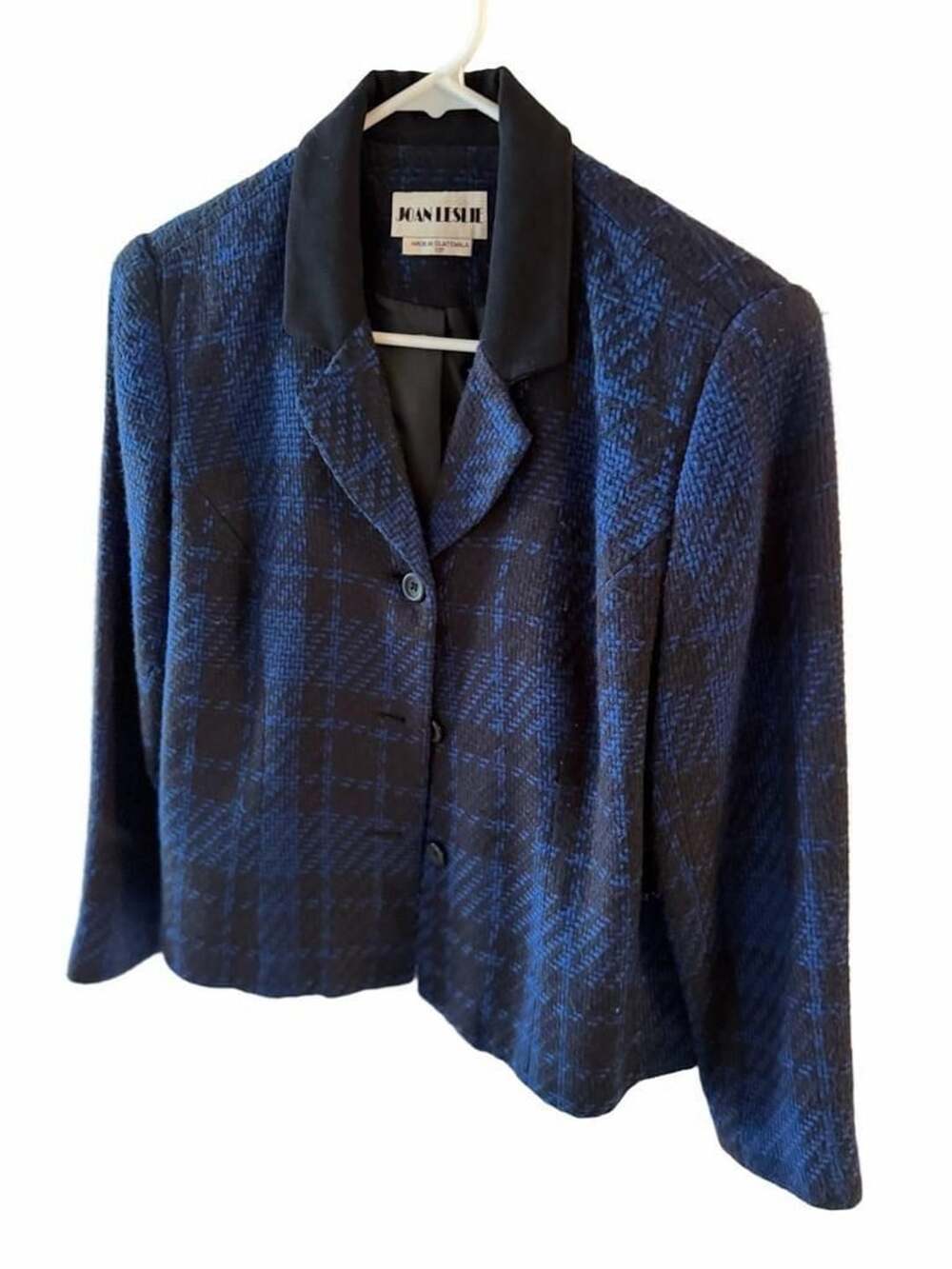 Joan Leslie Blazer Jacket Size 10P Blue Black Tweed